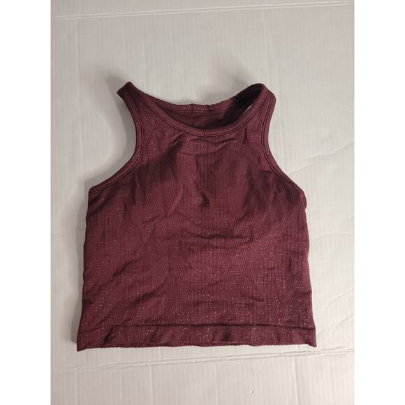 Lululemon Sz 10 Ebb To Street Tank Top Crop Racerback Sparkle Garnet Womens - Picture 2 of 8